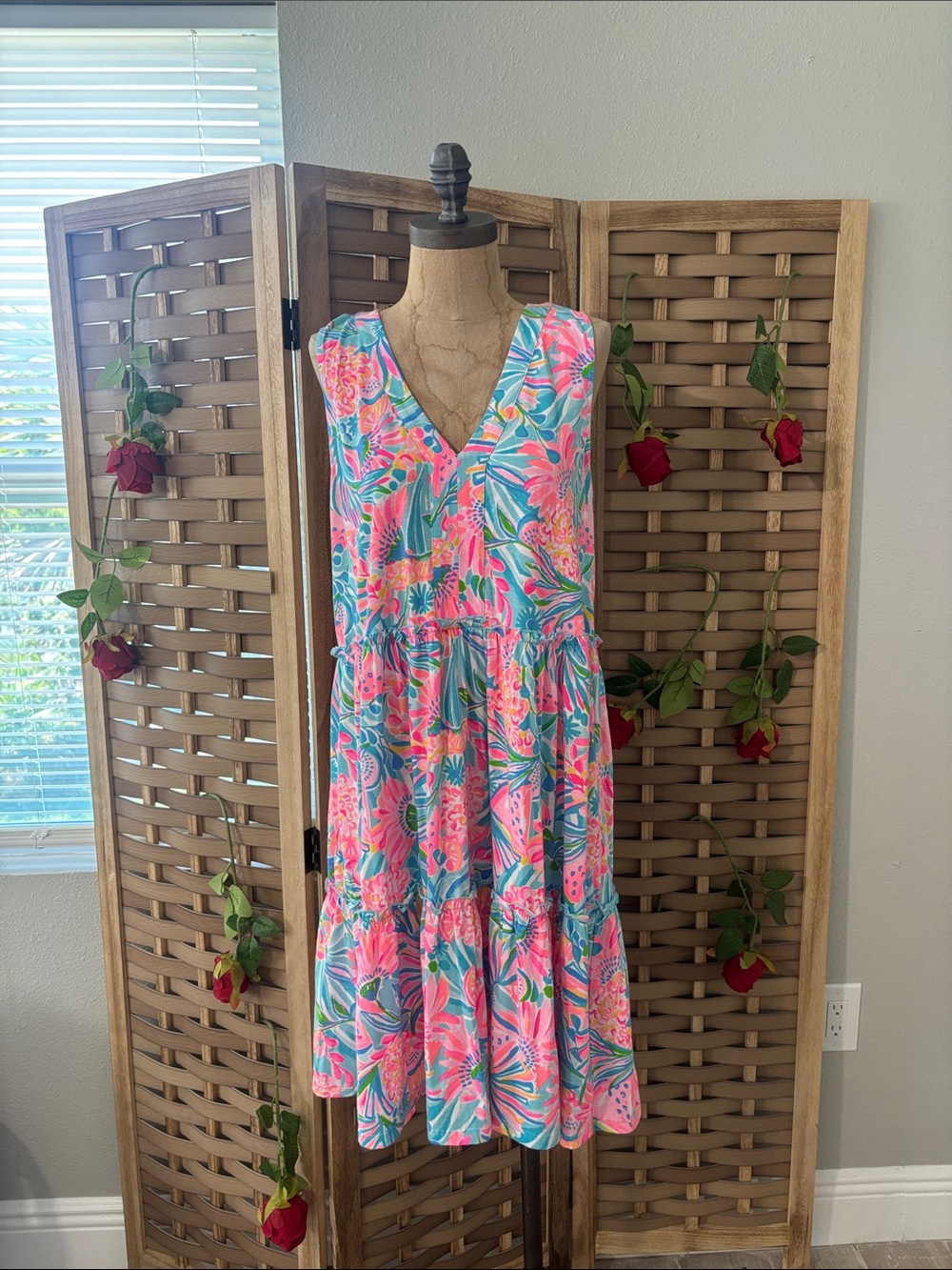 Tropical Punch LORINA SWING DRESS V-Neck